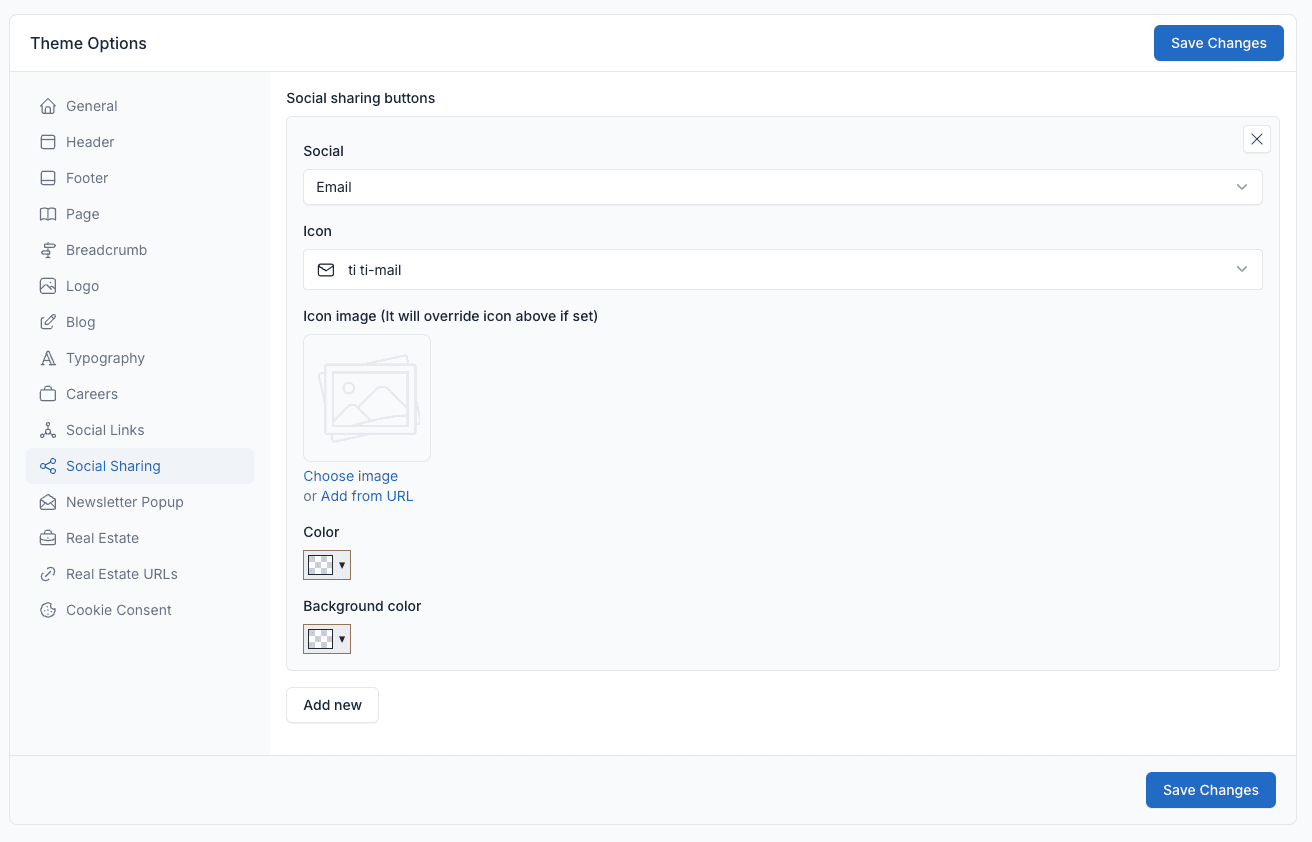 Social Sharing Settings