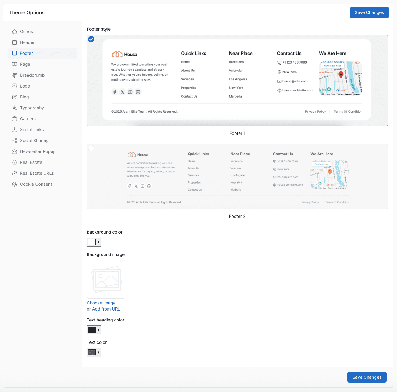 Header Settings