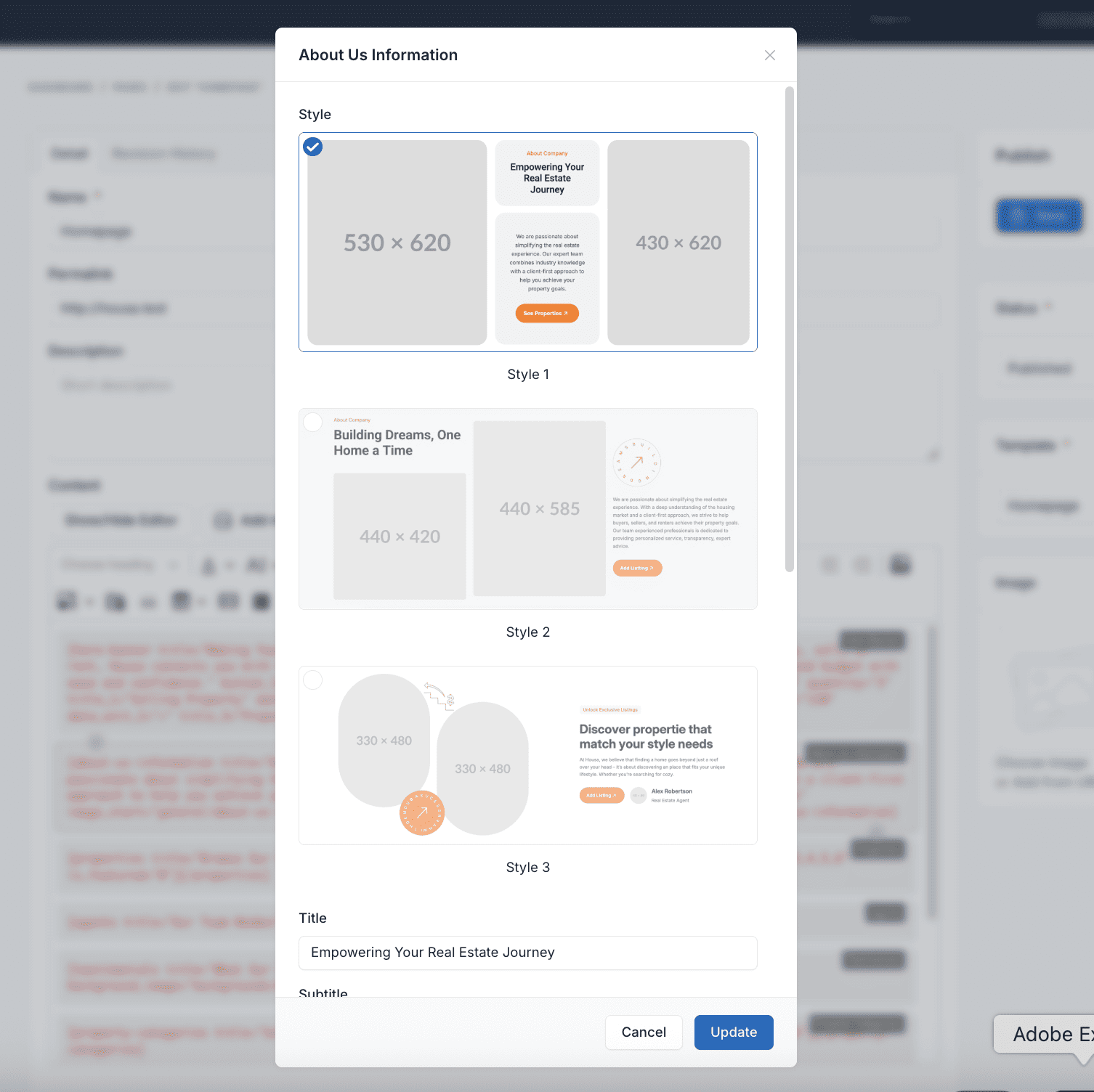Setup About Us Information