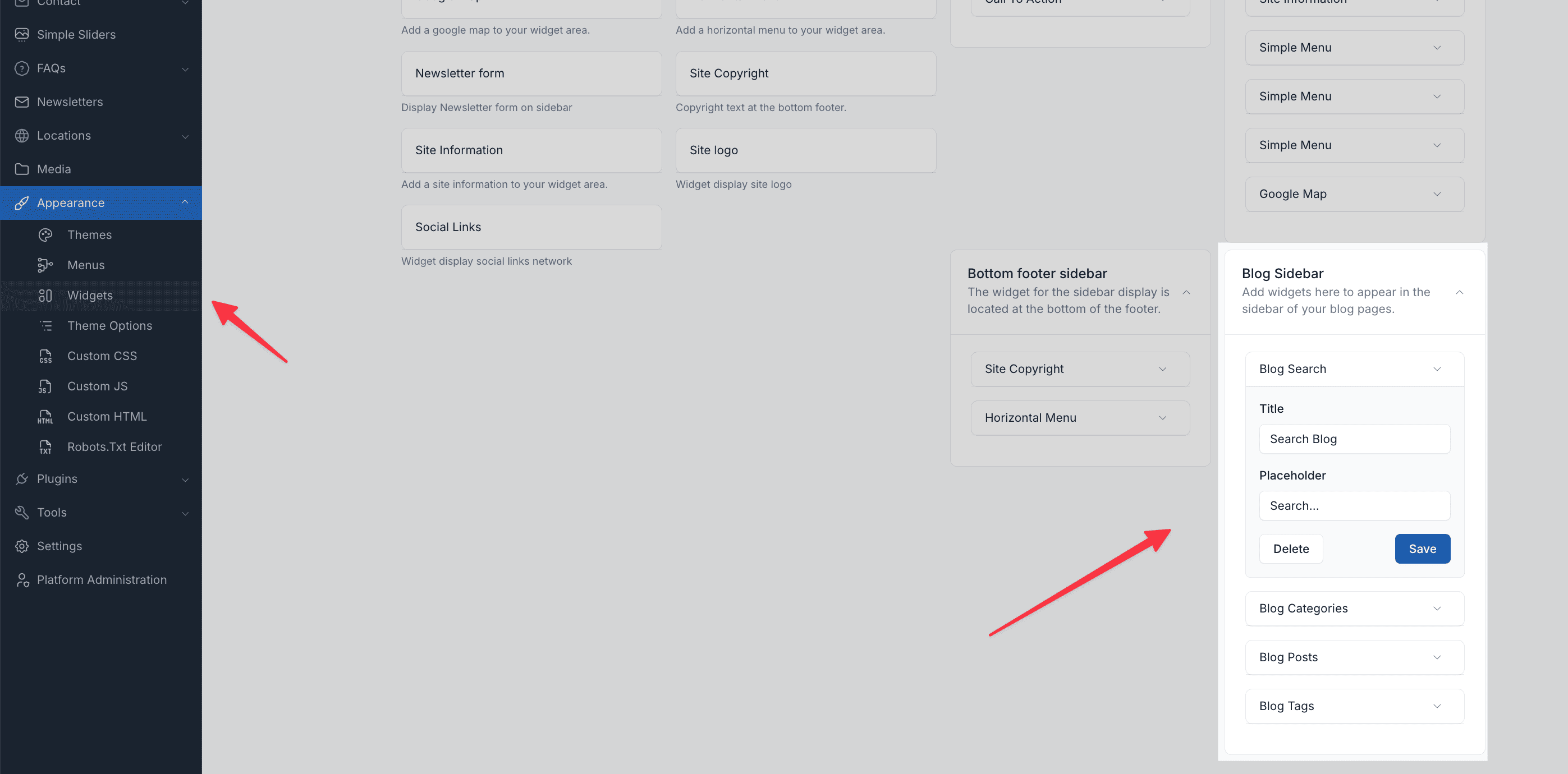 Setup Blog Sidebar